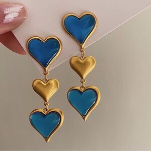 New! Lovers & Friends 18k Gold Plated Blue Earrings
